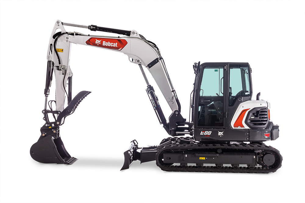 Bobcat E88 Compact Excavator PNG Image.